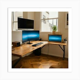 A Photo Of A Modern Office Desk With A Computer Mo (5) Art Print