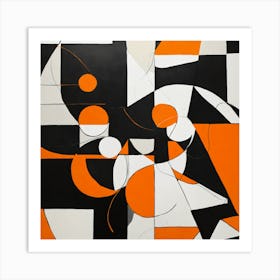 Abstract Orange And Black Painting Art Print