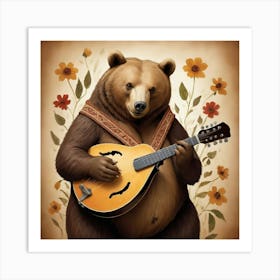 Mandolin Bear Art Print 2 Art Print