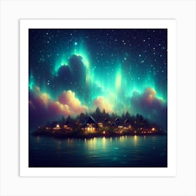ethereal and dreamlike depiction of the Northern Lights, 2 Art Print