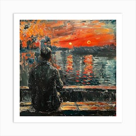 Sunset On The River 1 Art Print