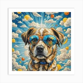 Dog With Sunglasses Art Print