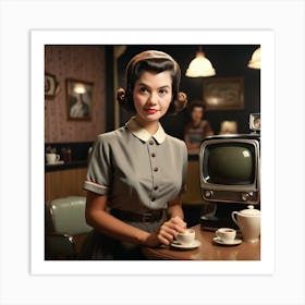 Girl In A Cafe 2 Art Print