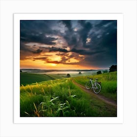 Country Rural Nature Grass Sunset Still Life Storm Fog Agriculture Forest Summer Crop Me (3) Art Print