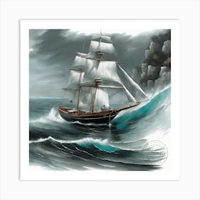 Ship In Rough Sea 45 Art Print