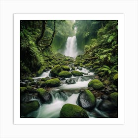 Waterfall In The Rainforest Art Print