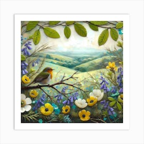 Robin In The Meadow Art Print