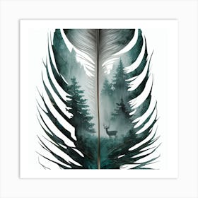 Mystic Forest Feather An Intricate Watercolor Landscape Within Nature S Quill (2) Art Print