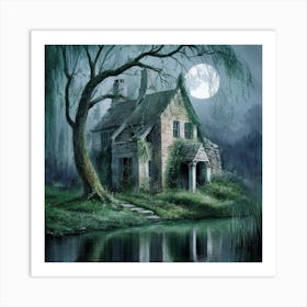 An Enchanting Scene Of A Crumbling Stone House Art Print