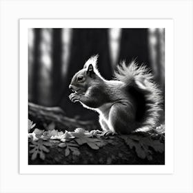 Black And White Squirrel 4 Art Print