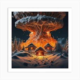 Wooden hut left behind by an atomic explosion 4 Art Print