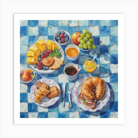 Continental Breakfast Pastel Checkerboard 2 Art Print
