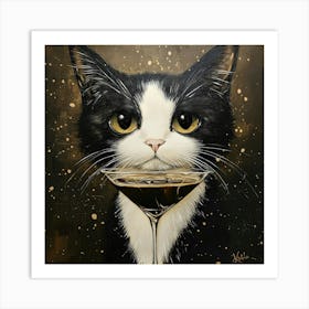 Cat With Martini 1 Art Print