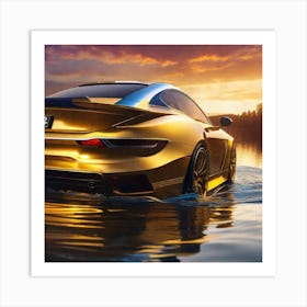 Sunset Over Water Car Art Print