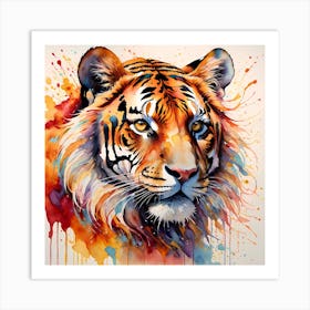 Vibrant Highly Detailed Tiger Painting Art Print