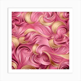 Pink And Gold Swirls 1 Art Print