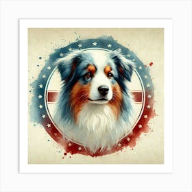 Watercolor Australian Shepherd 1 Art Print