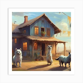 Llama House Art Print