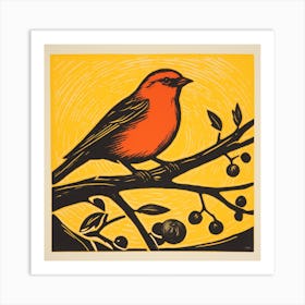 Retro Bird Lithograph American Goldfinch 2 Art Print