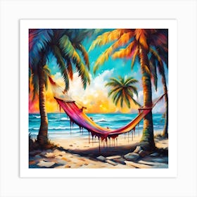 Hammock Bliss On The Beach Art Print