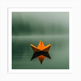 Origami Boat On Water Art Print