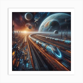 Futuristic Train In Space Art Print