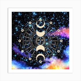 Moon Phases Galaxy Art Print