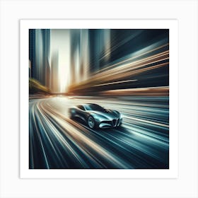 Futuristic Car In Motion Art Print