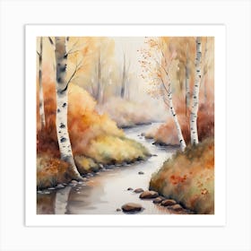 Autumnal woodland stream Art Print