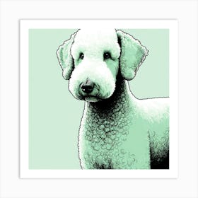 Green Drawing Dog Bedlington Art Print