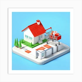 Buyer Shopping Cart Asset Concept Investment Building Purchase House Buy Home Residential (11) Art Print