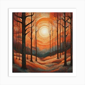 Sunset In The Woods 5 Art Print