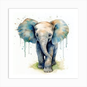 Baby Elephant Watercolor 1 Art Print