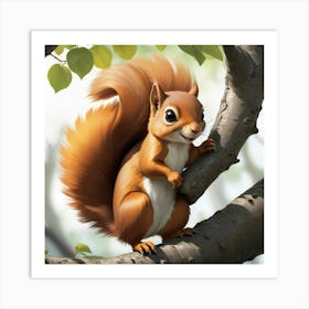 Squirrel In The Tree Art Print