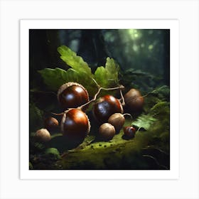 Fallen Conkers on the Woodland Floor Art Print