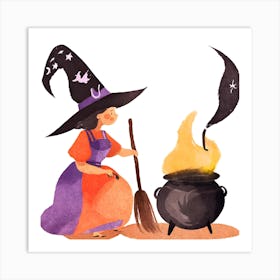 Watercolor Witch Art Print