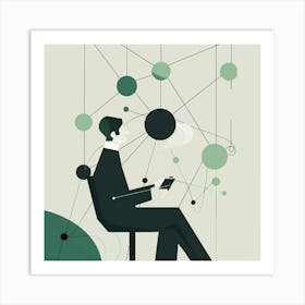 Illustration Of A Man In A Chair Art Print