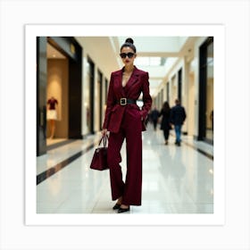 Woman In Burgundy Suit Poster