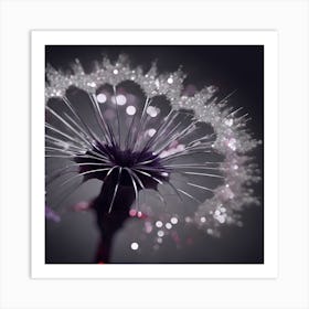 Frosted Dandelion in Black and White Art Print