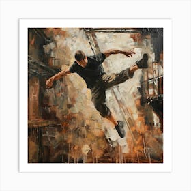 A Parkour Movement Oil Painting Dancer Art Print