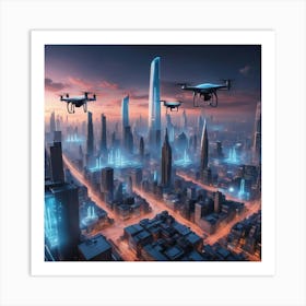 Futuristic Cityscape 1 Art Print