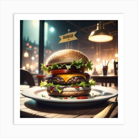 Hamburger In A Restaurant 9 Art Print