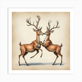 Deer Fighting 1 Art Print