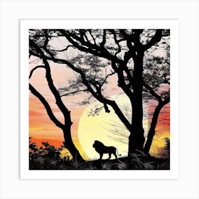 Lion In The Sunset 1 Art Print