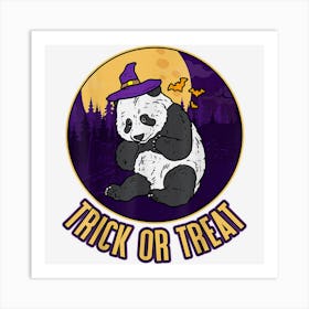 Shy Panda In A Witch Hat Trick Or Treat Halloween For Kids Art Print