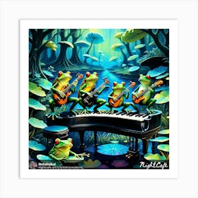 Frogs On The Piano Art Print