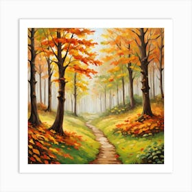 Forest In Autumn In Minimalist Style Square Composition 42 Art Print