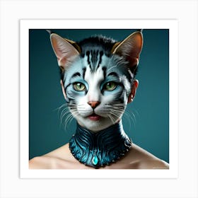 Human Cat Face Hybrid Feline Anthropomorphic Humanoid Transformation Fantasy Fiction Creat (3) Art Print