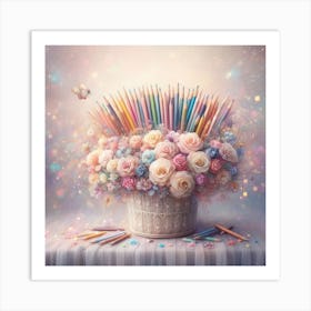 Flowers Basket Art Print