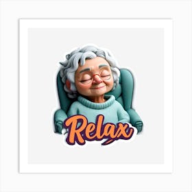 Old Woman in Relax Pose Art Print